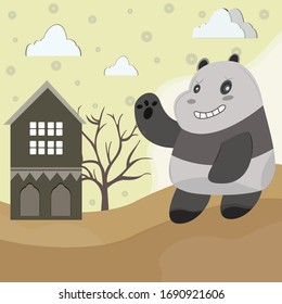Ilustración vectorial dibujada a mano de un lindo panda