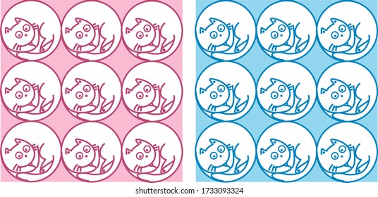 Vector de tracción manual Ilustración de un lindo patrón de ilustración vectorial de gato, gato de diseño de impresión, niños imprimir en camiseta, gato de esbozo sin soldadura