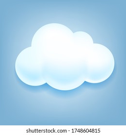 Ilustración vectorial dibujada a mano de nubes blancas lindas sobre fondo azul, fondo natural, símbolos meteorológicos, icono, icono de nube abstracta.