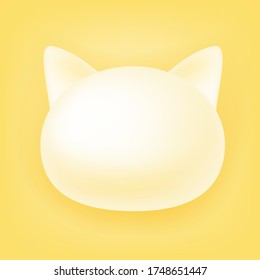 Hand drawn vector illustration of cute cat head animal on yellow background, nature background, symbol, icon, abstract icon.