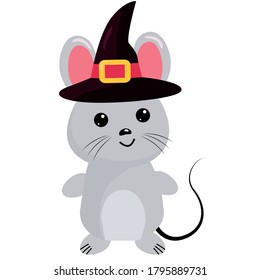 Hand drawn vector illustration of a cute mouse. Vector Illustration.