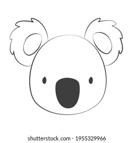 Hand Drawn Vector Illustration Of A Cute Funny Koala Face. Isolated Objects. Scandinavian Style Flat Design. Concept For Children Print.