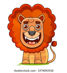 Hand drawn vector illustration of a cute funny lion in a crown. Isolated objects. Scandinavian style flat design. Concept for children print.