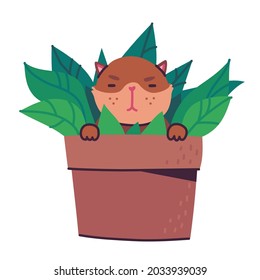 Hand drawn vector illustration of cute Cat character. Sketch Doodle style