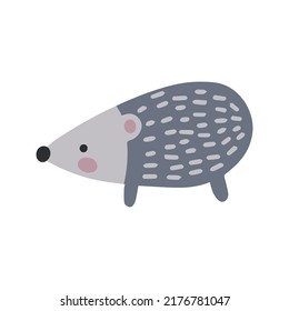 Hand drawn vector illustration of a cute funny hedgehog. Isolated objects on white background. Scandinavian style design. Concept nursery print.