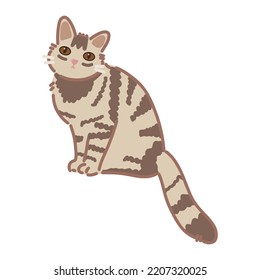 Hand drawn vector illustration of cute tabby cat isolated on white background.