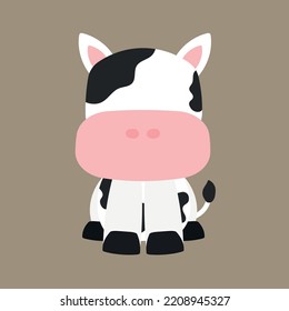 Hand drawn vector illustration of a cute funny little cow mammals animal. Isolated objects. No face style flat design. Concept for children print