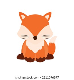 Hand drawn vector illustration of a cute funny little fox wild animal. Isolated objects. No face style flat design. Concept for children print