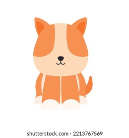 Hand drawn vector illustration of a cute funny little dog puppy pet animal. Isolated objects. No face style flat design. Concept for children print