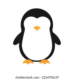 Hand drawn vector illustration of a cute funny little penguin wild animal. Isolated objects. No face style flat design. Concept for children print