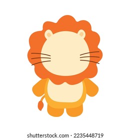 Hand drawn vector illustration cute funny lion in no face  Isolated objects  Concept for children print