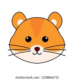 Dibujo manual de la ilustración vectorial de un lindo y gracioso personaje de cabeza de hámster. Objetos aislados. Concepto de impresión infantil