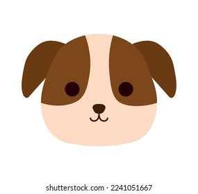 Hand drawn vector illustration of a cute funny dog puppy head character. Isolated objects. Concept for children print