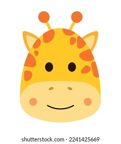 Hand drawn vector illustration of a cute funny giraffe head character. Isolated objects. Concept for children print