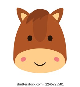 Hand drawn vector illustration of a cute funny horse head character. Isolated objects. Concept for children print