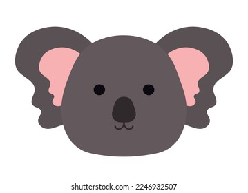 Dibujo manual de la ilustración vectorial de un lindo y gracioso personaje de la cabeza de koala. Objetos aislados. Concepto de impresión infantil