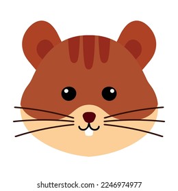 Hand drawn vector illustration of a cute funny squirrel head character. Isolated objects. Concept for children print