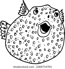 Hand drawn vector illustration. Cute fish on a white background. Simple form in Doodle style.