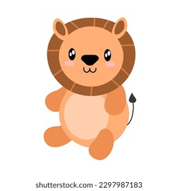 Hand drawn vector illustration of a cute funny lion . Isolated objects. Scandinavian style flat design. Concept for children print. EPS