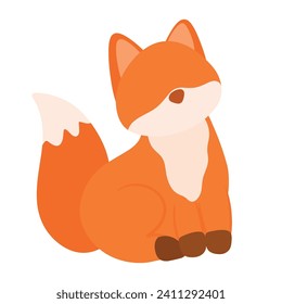 Hand drawn vector illustration of a cute funny little fox wild animal. Isolated objects. No face style flat design. Concept for children print