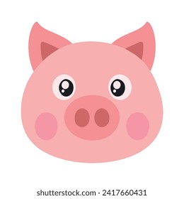 Hand drawn vector illustration of a cute funny pig piglet head character. Isolated objects. Concept for children print