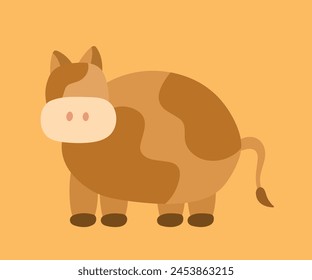 Ilustración vectorial dibujada a mano de un lindo animal de granja de vacas. Objetos aislados. Sin diseño plano de estilo de cara. Concepto para la impresión de los niños y decoración del elemento de Eid Al Adha