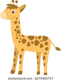 Hand drawn vector illustration of cute giraffe. Cartoon design