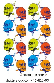 hand drawn vector illustration. of dancing skeletons