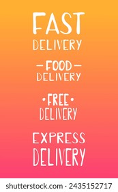 Hand drawn vector illustration of delivery service. Collection of typographic elements on isolated background.