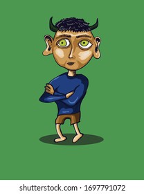 hand drawn vector illustration of Demon Boy