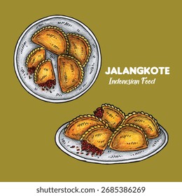 Handgezeichnete Vektorgrafik von Indonesisch Food Jalangkote