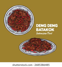 Projeto desenhado à mão ilustração vetorial de Deng Deng Batakok comida indonésia