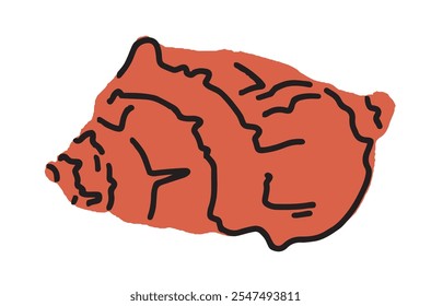 Hand drawn vector illustration of a detailed conch shell, isolated on a white background. Ideal for ocean, beach, or nature-inspired projects and educational visuals.