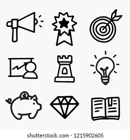 Hand drawn vector illustration of digital marketing brainstorming doodles elements on business communication and social media theme.