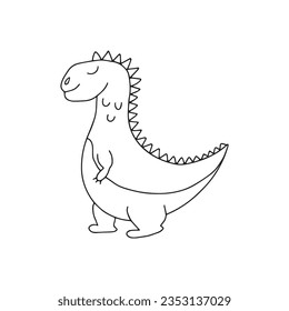 Hand drawn vector illustration of dinosaur, in doodle style. Isolated on white background