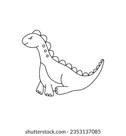 Hand drawn vector illustration of dinosaur, in doodle style. Isolated on white background