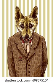 Hand drawn vector illustration dog. Sketch style drawing. Symbol of 2018 new year. Us for Invitations, flyers, postcards, smartphone covers etc