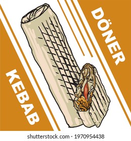 
Hand drawn vector illustration of Doner Kebab