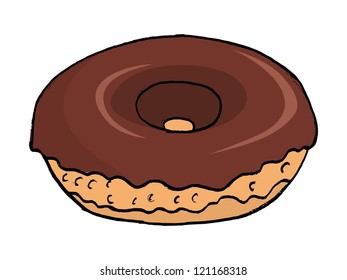 hand drawn, vector illustration of a donut
