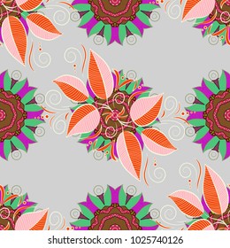 Hand drawn Vector illustration. Of doodle elements. Seamless flower pattern can be used for wallpaper, website background, wrapping paper, invitation, flyer, banner or website.