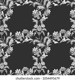 Hand drawn Vector illustration. Of doodle elements. Seamless flower pattern can be used for wallpaper, website background, wrapping paper, invitation, flyer, banner or website.