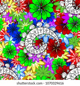 Hand drawn Vector illustration. Of doodle elements. Seamless flower pattern can be used for wallpaper, website background, wrapping paper, invitation, flyer, banner or website.