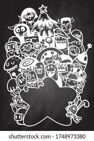 Hand Drawn Vector Illustration of Doodle ,Cute cartoon Monsters