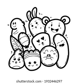 Hand drawn vector illustration doodle cute character for coloring book kids