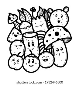 Hand drawn vector illustration doodle cute character for coloring book kids