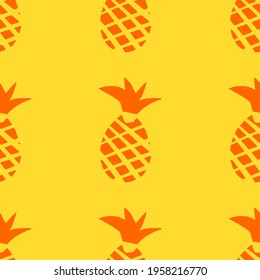 Hand drawn vector illustration in doodle style abstract sketch. Tropical pineapple seamless pattern for use on wall paper, wrapping paper, fabric or background.
