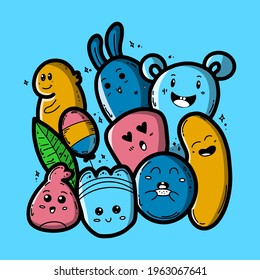 Hand drawn vector illustration doodle cute character