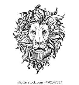 Hand drawn vector illustration of doodle lion. sketch. Vector eps 8