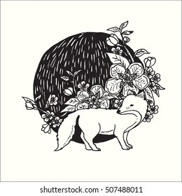 Hand Drawn Vector Illustration of Doodle abstract graphic art design in black and white abstract fantasy collection.