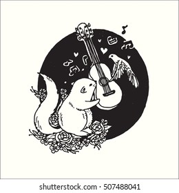 Hand Drawn Vector Illustration of Doodle abstract graphic art design in black and white abstract fantasy collection.